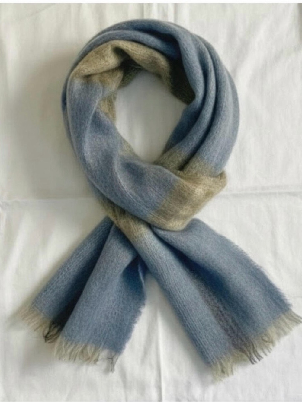 Samuel Tweed & Co Vintage Royal Scot Mohair Blue Wool Scarf